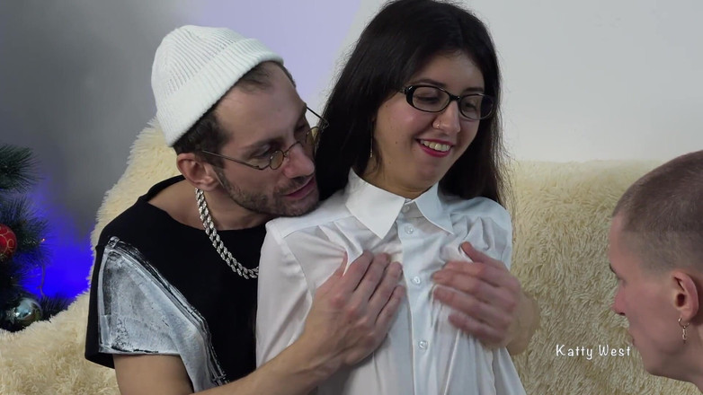 Katty West: Cuckold Licks and Cleans Pussy of His Wife's Cum After...