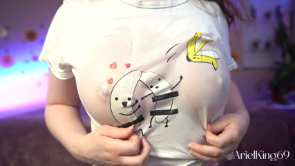 Ariel King: Dirty talking while I spray my tits
