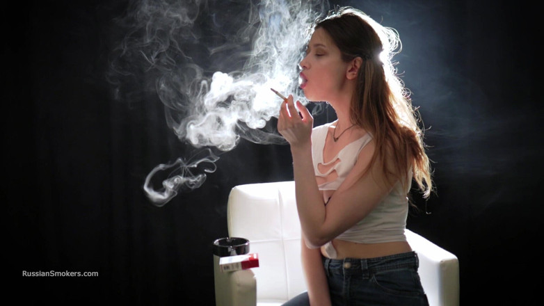 Russian Smokers: Seductive Russian Babe Smoking Cigarette Natural Light
