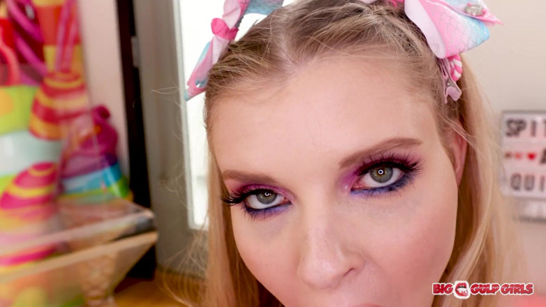 Top Web Models: Slim blonde Harlow West POV blowjob and swallow