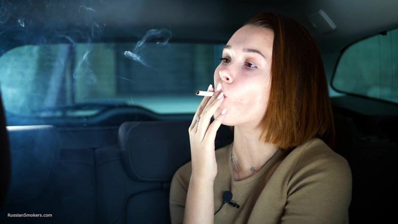 Russian Smokers: Sexy Russian Babe Smoking Cigarette Natural Setting