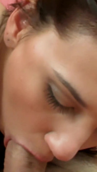 Sexy Brunette Girl Enjoy of Big Dildo and Hard Cock with Cum in Mouth