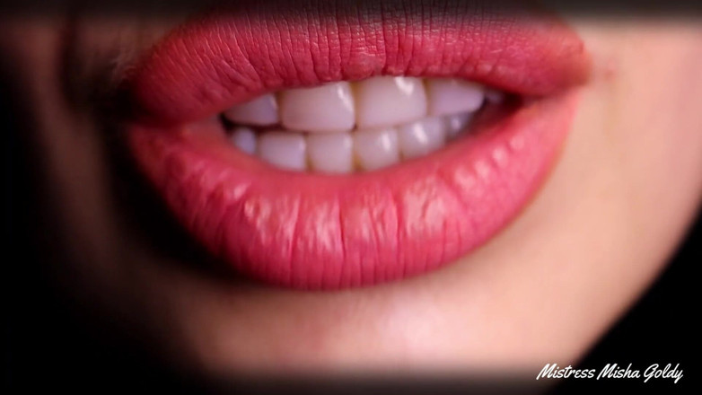 Goddess Misha Goldy: Cum with me everyday during 1 month! Day 7 - lip tease &amp; worship