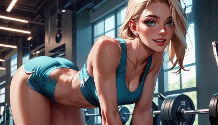 Horny van stevie: Blonde Gym Girl Gets Fucked in the Gym Ai