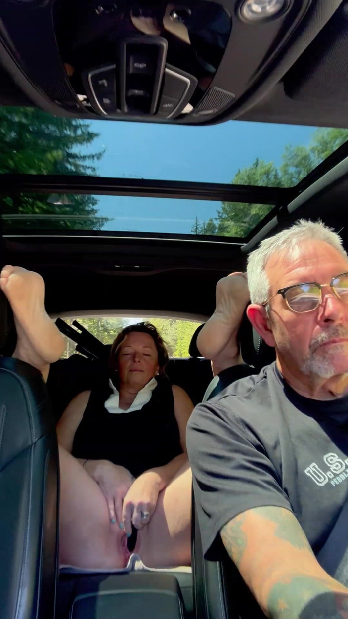 Bonewizzard69: Wife Rubs Out Multiple Orgasms, Road Trip, Back Seat, Teasing...