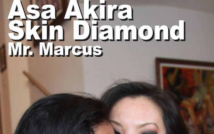Edge Interactive Publishing: Asa Akira и Skin Diamond и мистер Marcus, двойной минет с кримпаем с снежком