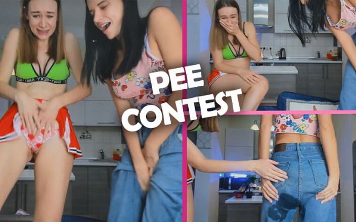 Margo &amp; Alisa: Desparate Pee Contest From Hot Lesbians
