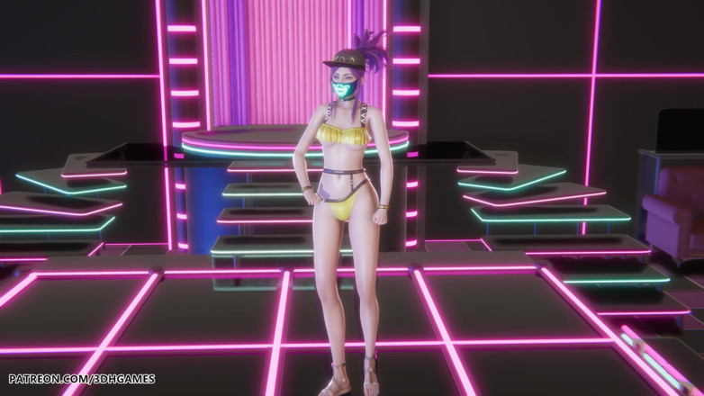 3D-Hentai Games: Mmd Hwasa - Na - Liga Striptis Seksi Akali Legends Hentai Tanpa...