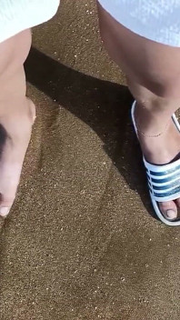 Feet and the Sea Extra Slowmotion - One Foot Barefoot and Foot in Slide - Great Feet in Sea