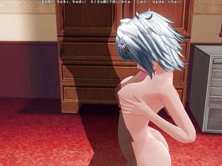 H3DC: 3D hentai neko está de joelhos e esfrega pau com...
