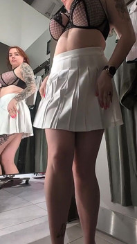 Sweet Busty MILF Changes Clothes and Tries on Different Outfits While Touching Herself