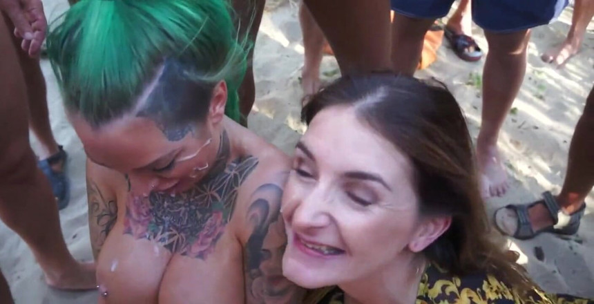 Creampie Clinic: Schimb de parteneri dune de nisip suge masa bukkake