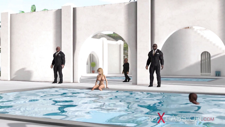 3dxpassion: Doi bodyguarzi negri fut tare fete tinere frumoase într-o vilă scumpă