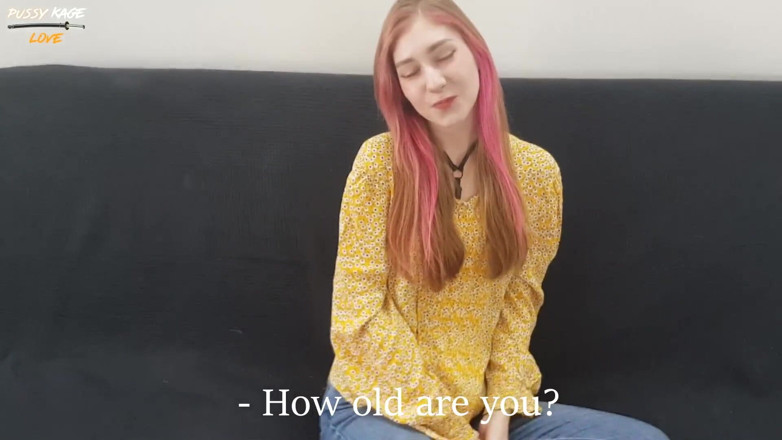 Your Naked Dream: Casting pink haired girl in jeans - hard mouth fuck