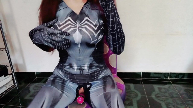Melinamx: Cosplay Spider Girl Masturbating and Getting Fucked in the Ass