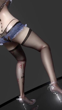 Wiebelen; Onzedelijke tatoeages; Vernedering; Split-kruis strings; Korte broek; Zwarte netkousen; Explosieve buste