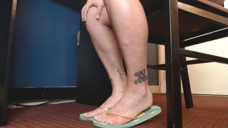 Abby Anna: Mint und gelber flip-flops schuhspielstuhl