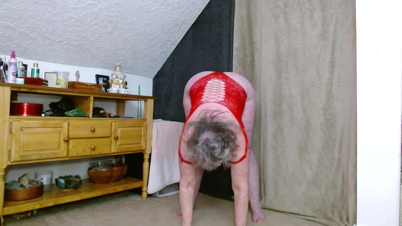 dawnskye1962: 1224 빨간 망사 요가 스트레칭 다음 90 두 번째 정액