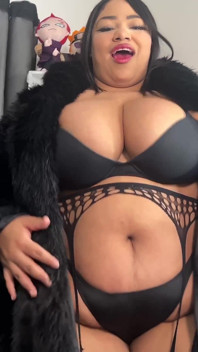 Slut Doll in a Fur Coat Loves Her Big Boobs Punished