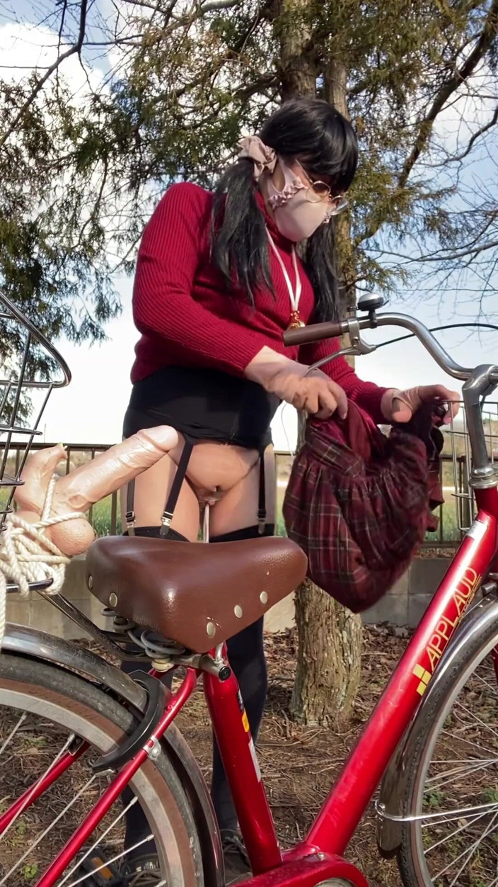 megu2002: No.114 Dildo Bicycle Riding Through the Sunlit Path