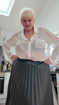White Shirt, Pleated Skirt and Stockings
