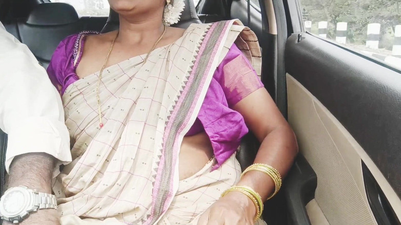Telugu honey lips: パート-2、テルグ語の汚い話、義理の義理の息子の義理の母の車のロマンチックな旅