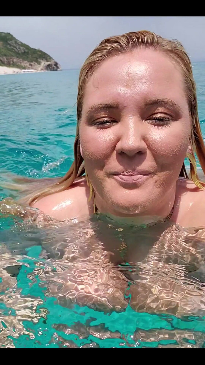 Annabelle Rogers: Swimming in the blue waters of Greece butt naked...
