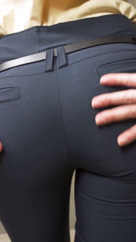 Perfect Ass Babe In Tight Work Trousers Teases Visible Panty Line