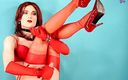 Maria Masaru: Red lingerie &amp;amp; stockings