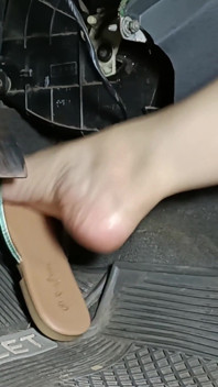 Accelerating and Pumping Racing Pedals Wearing Flip Flops
