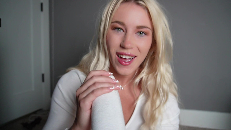 Keeks3005: Șosetă albă cu instrucțiuni de masturbare