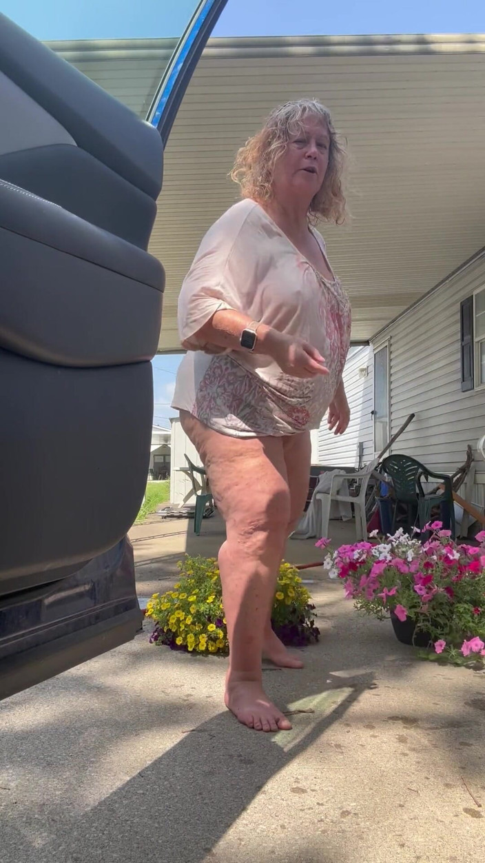 Big Ass 4 U: Watering Flowers Flashing Tits and Ass
