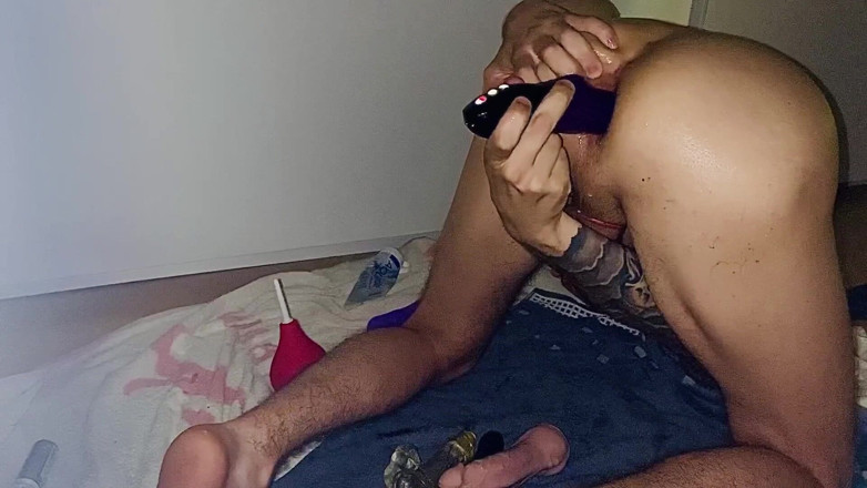 Elijahanal: Teen gets 2 dildos anal