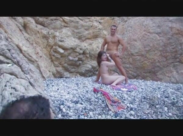 European Classics: Lovely whore sucks two cocks on the beach
