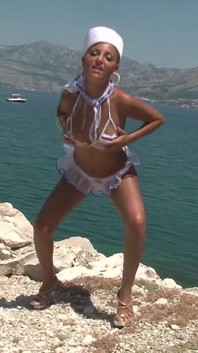 Big Tits Sailor Babe Flashing Outdoors by the Sea