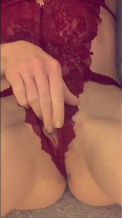 Chelly181818: Lady in red barely-there lingerie