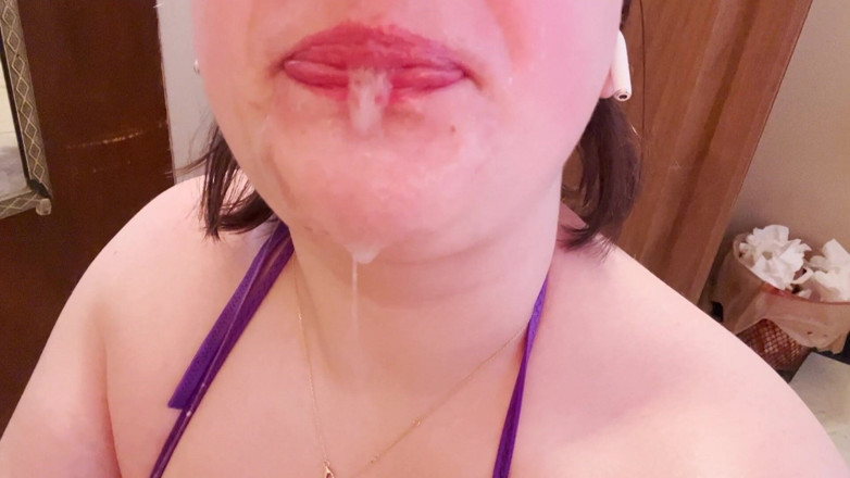Anteater967: Busty Dildo Blowjob Purple Top