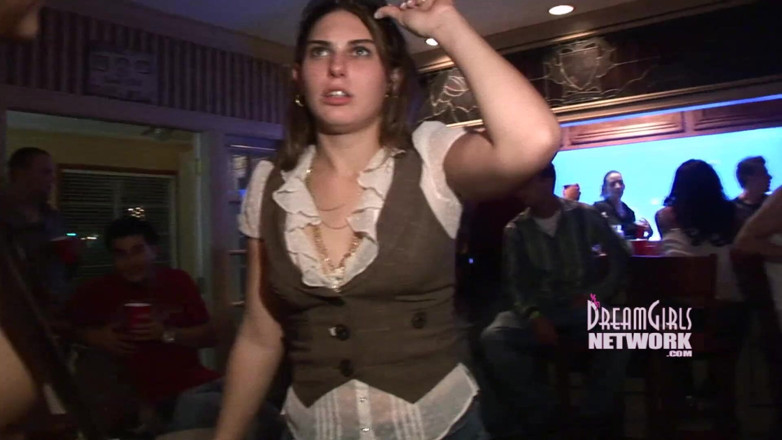 Dream Girls: Brunette girl pees at a party