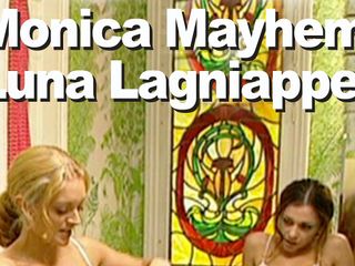 Edge Interactive Publishing: Monica Mayhem &amp; Luna Lagniappe Lesbo Lick Shower Strapon