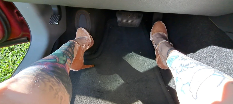 PandoraSG: Pedal Pushing in Beige Velvet Stiletto Pumps