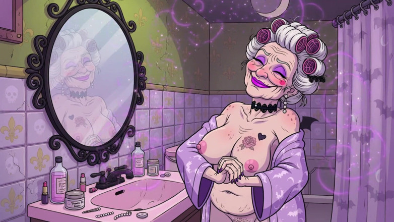 AI Porn: Bathroom Granny Ai Cartoon