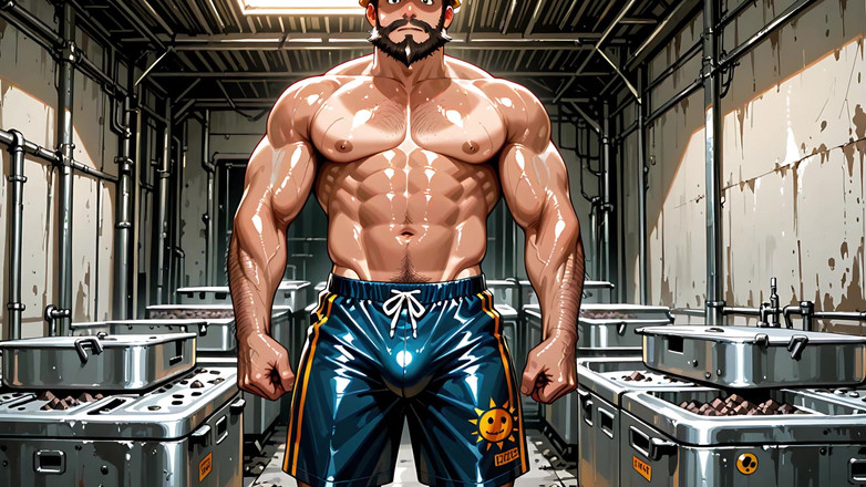 Erotic Man: 肌肉发达的Ai角色不穿衬衫