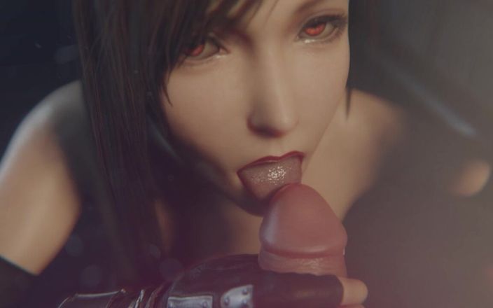Jackhallowee: Sexy Tifa jerks cock and gets cum on her face