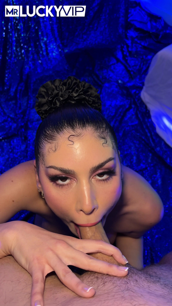 Mr Lucky VIP: Queenie Sateen Is a Stunning Brunette and an Eager Swallower