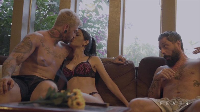 Fever Films: Brunette enjoys your first menage