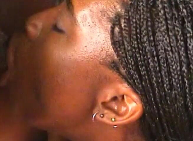 Analiscius: Stockinged ebony pussy licked and ass fucked in hardcore threesome