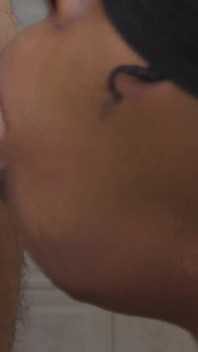 Black Slut Blows White Cock and Swallows Cum