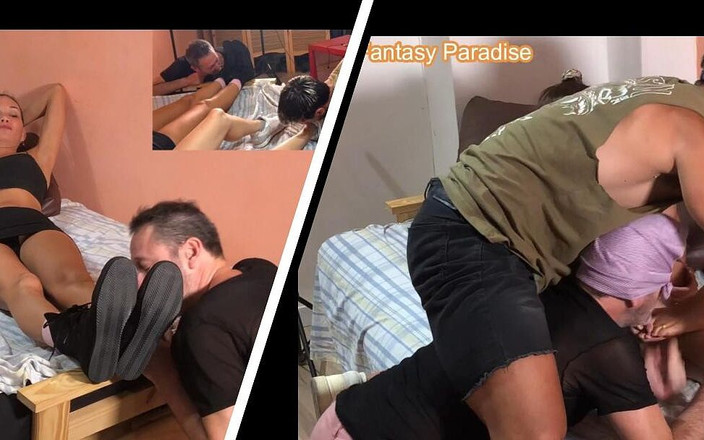 Fer Fantasy Paradise: Dominante lesbiche sfida ai piedi bisessuali