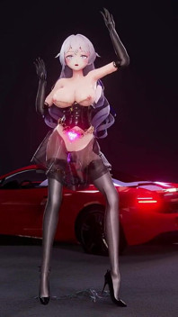 [mmd] Broken Iron Big Duck Duck-queencard Dress Black Silk Elegant Succubus Pattern