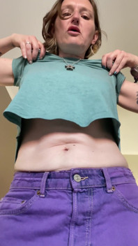 Sit Down and Shut up as I Do a Striptease, with a Bush, Boobs and Belly Play!